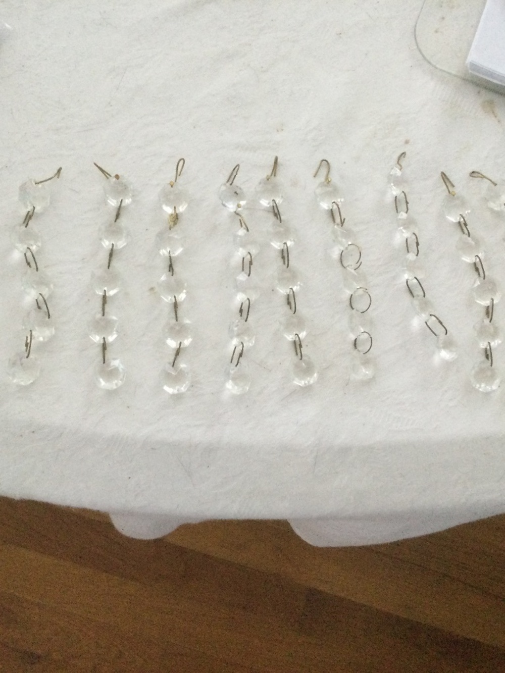 Crystal Strands Chandelier 4” octogan shape Faceted 11 strands total